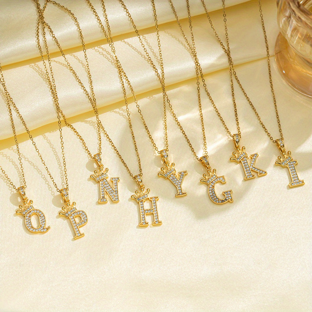 Collier couronne initiale en or