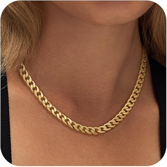 Collier cubain à gros maillons en or