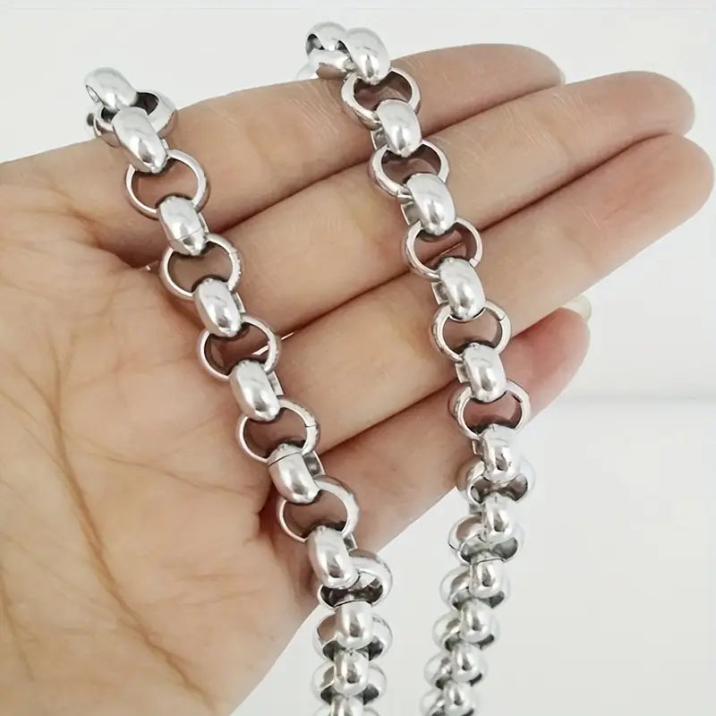Collier élégant fait main en acier inoxydable en or blanc