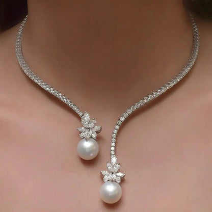 Collier Élégant et Éclatant en Perles Argentées