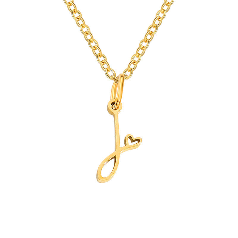 Collier initial coeur en or