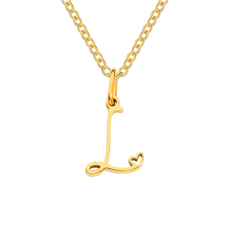 Collier initial coeur en or