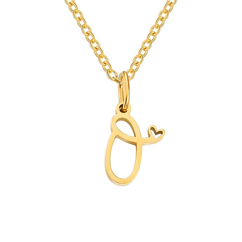 Collier initial coeur en or