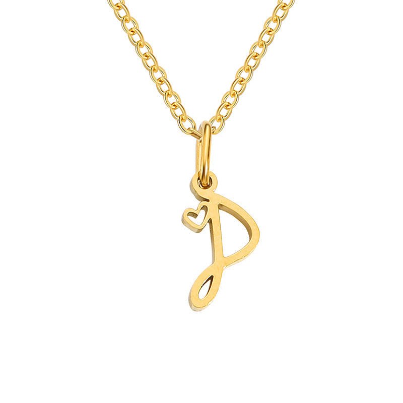 Collier initial coeur en or