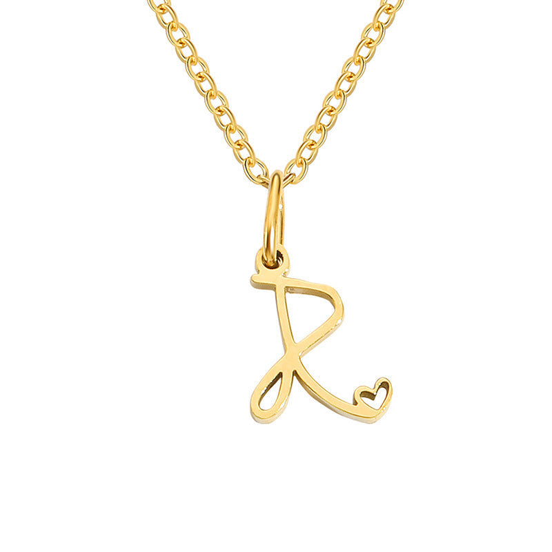 Collier initial coeur en or