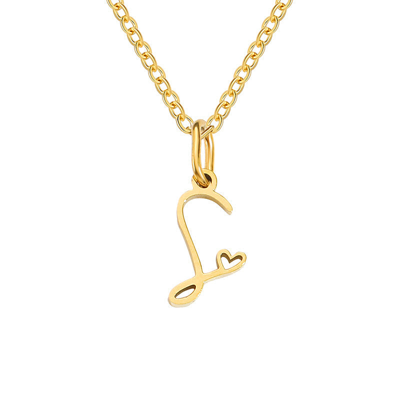 Collier initial coeur en or
