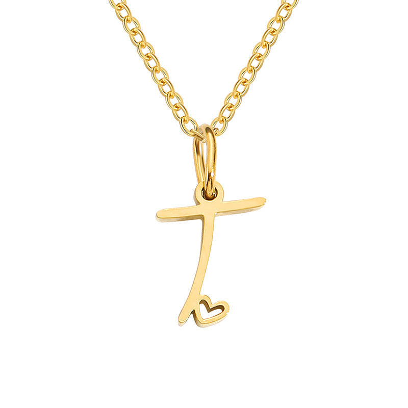 Collier initial coeur en or