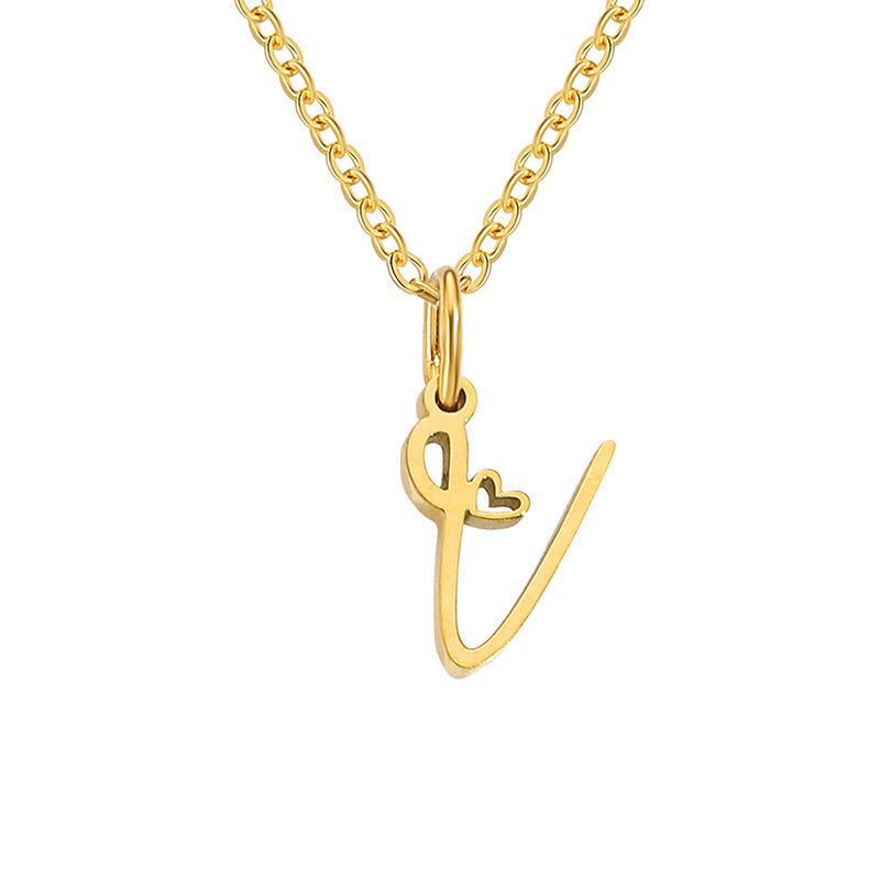 Collier initial coeur en or