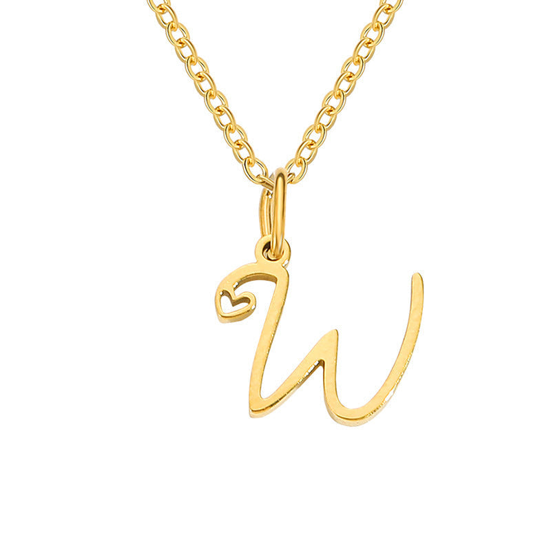 Collier initial coeur en or