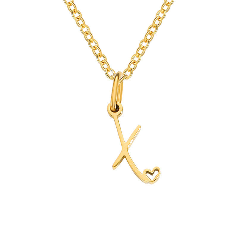 Collier initial coeur en or