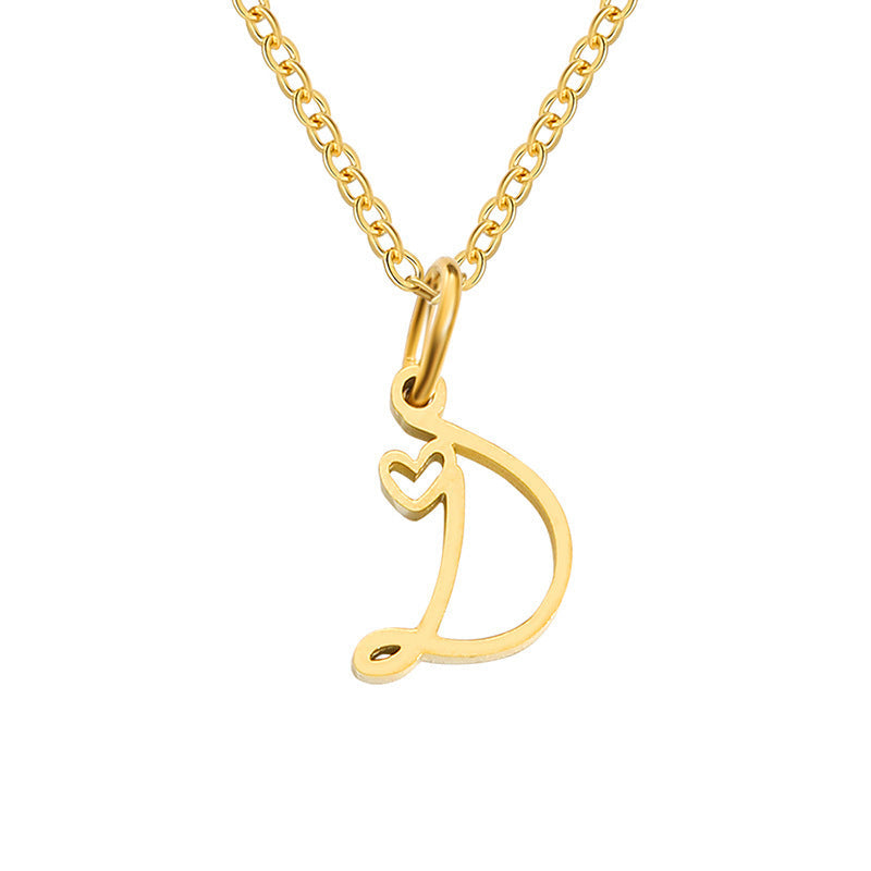 Collier initial coeur en or