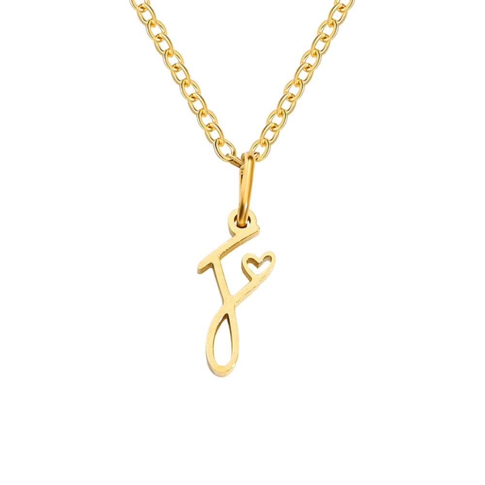 Collier initial coeur en or
