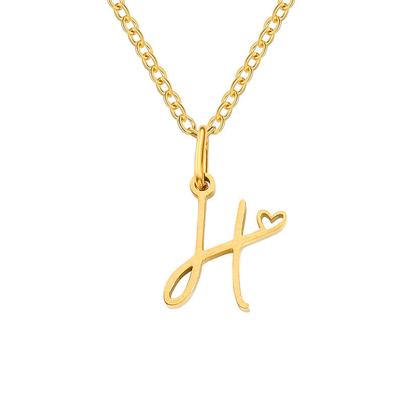 Collier initial coeur en or
