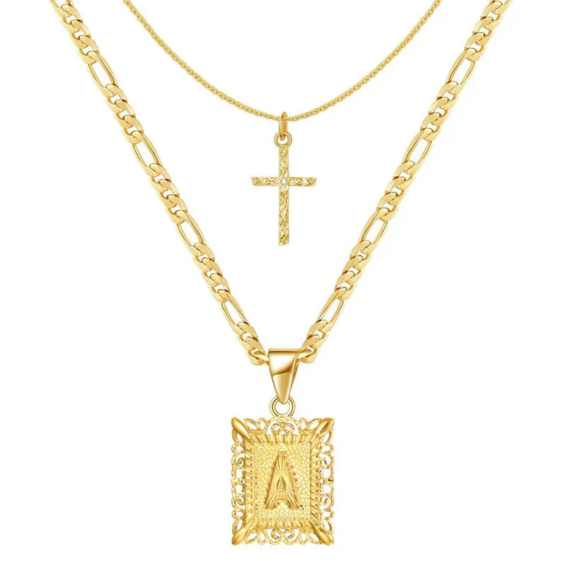 Collier initial croisé en or