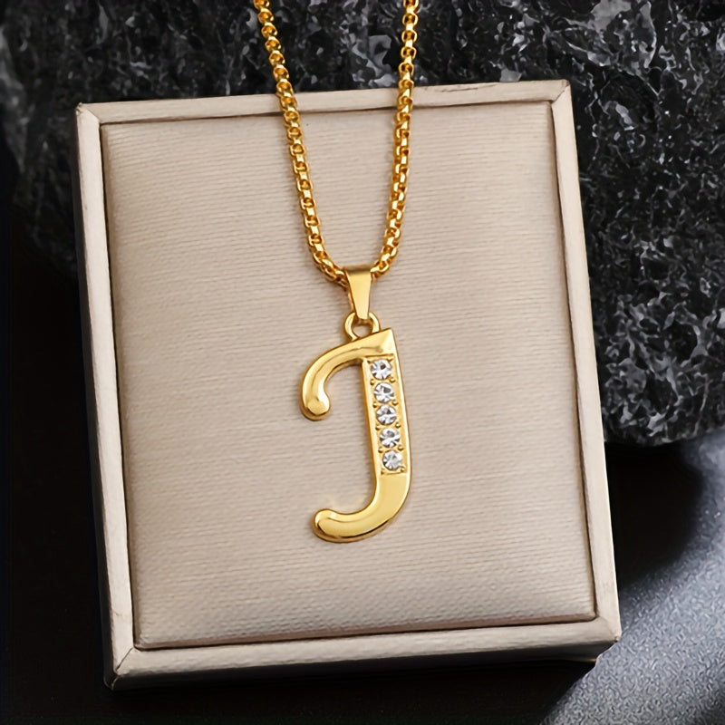 Collier initial en cristal accent en or