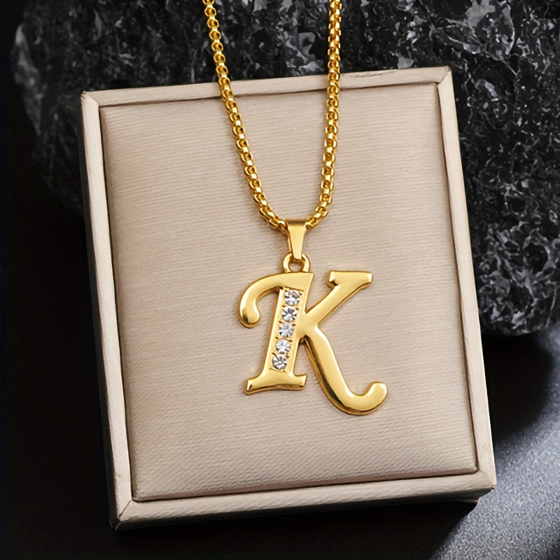 Collier initial en cristal accent en or