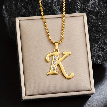 Collier Initial en Cristal Accent | Or