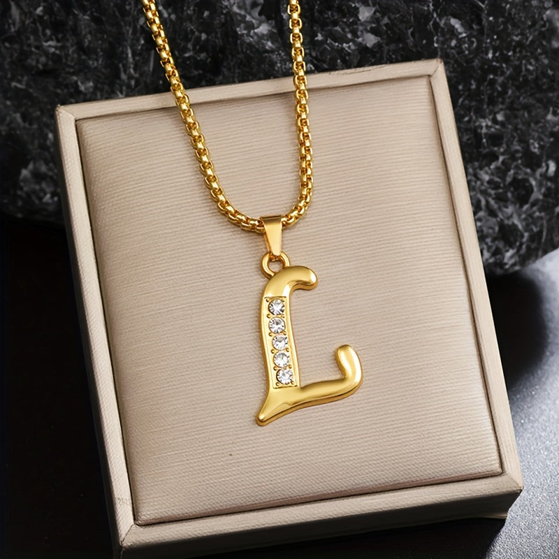 Collier initial en cristal accent en or