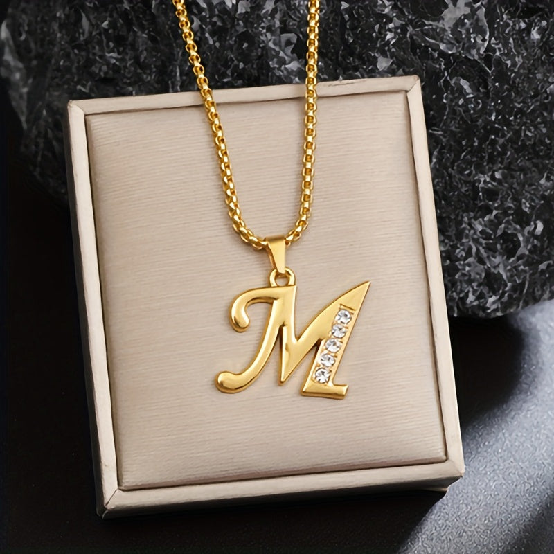 Collier initial en cristal accent en or
