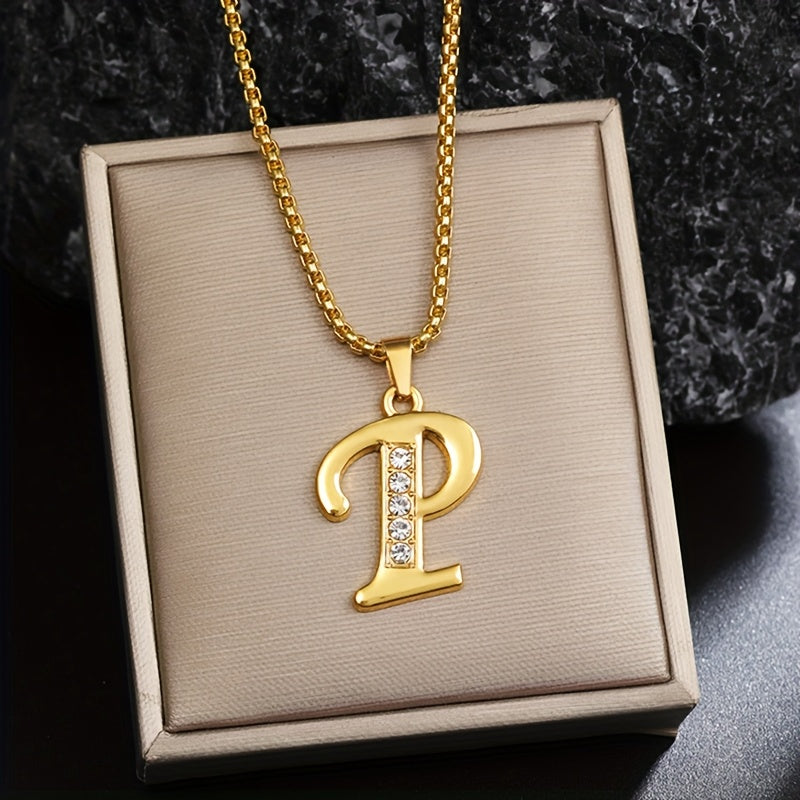 Collier initial en cristal accent en or