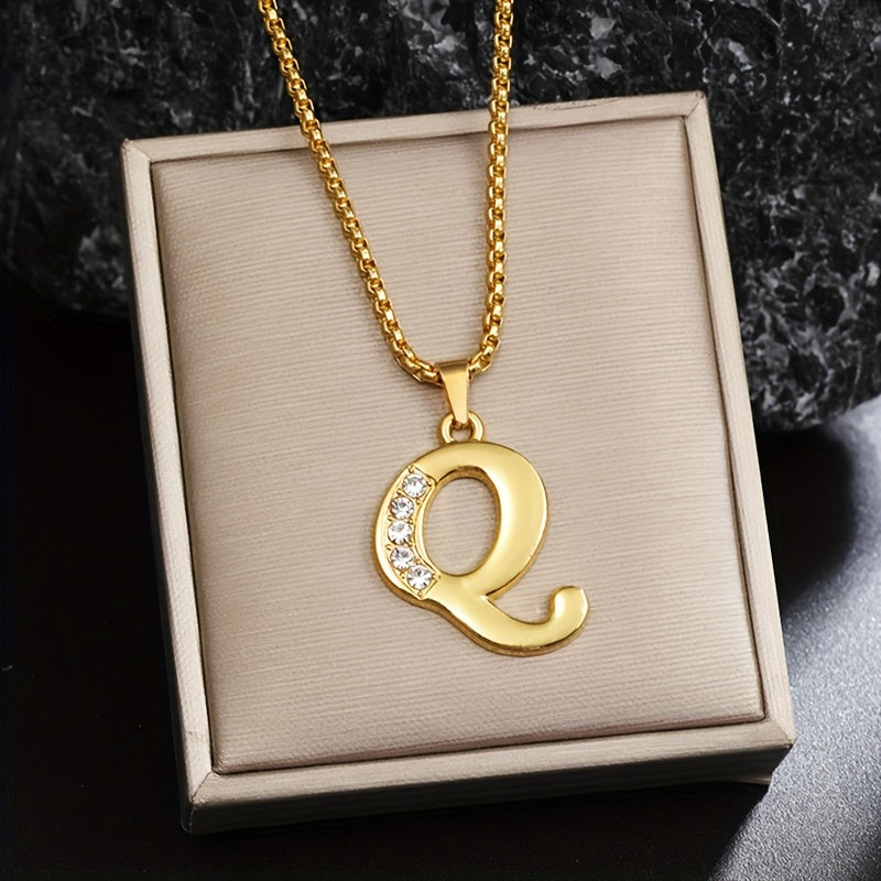 Collier initial en cristal accent en or