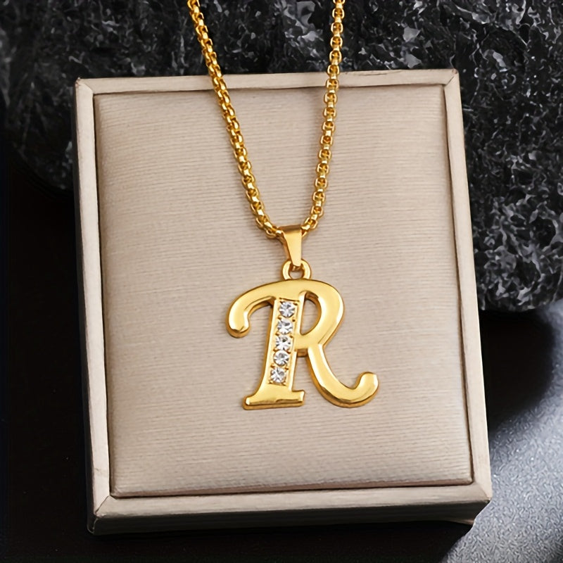Collier initial en cristal accent en or