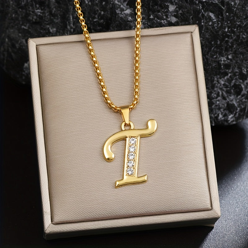 Collier initial en cristal accent en or