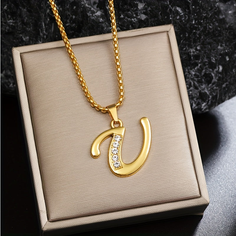 Collier initial en cristal accent en or