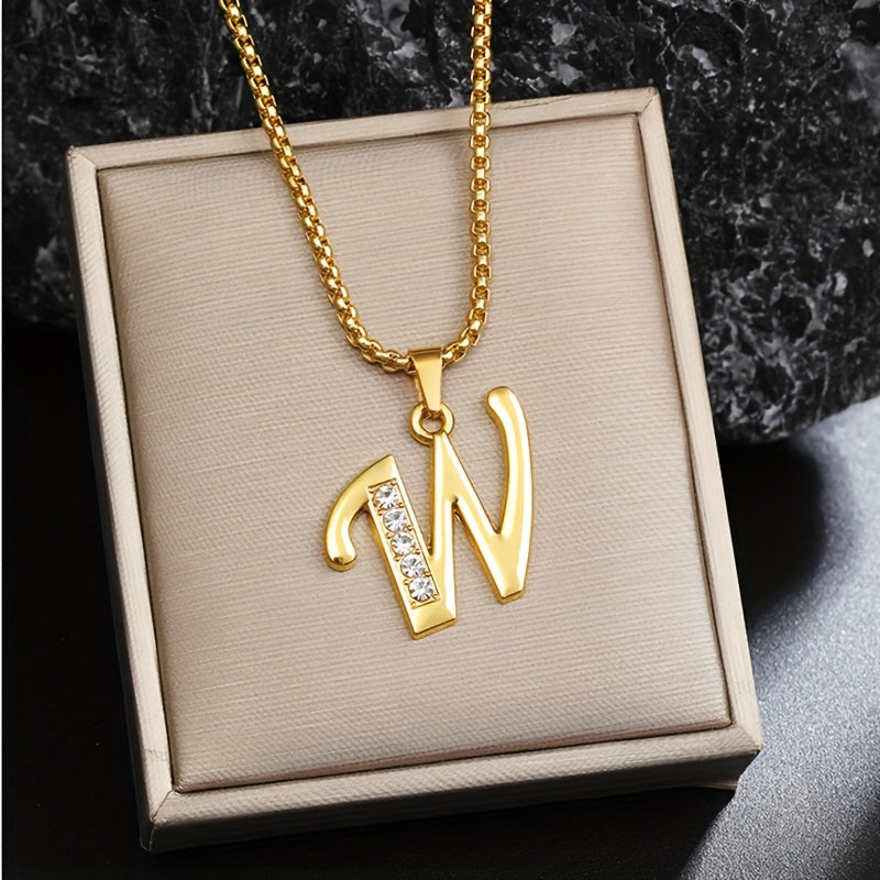 Collier initial en cristal accent en or