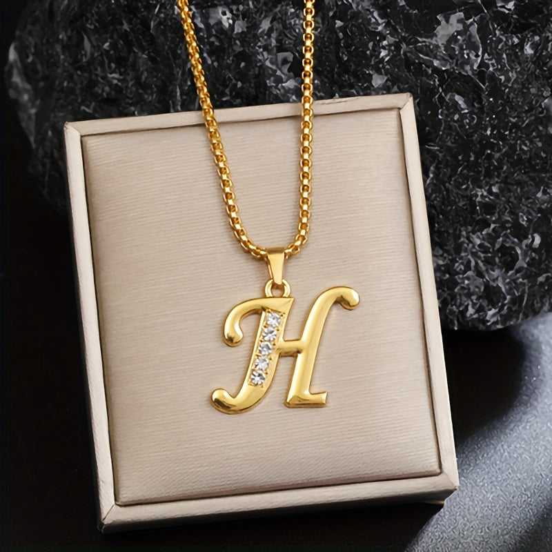 Collier initial en cristal accent en or