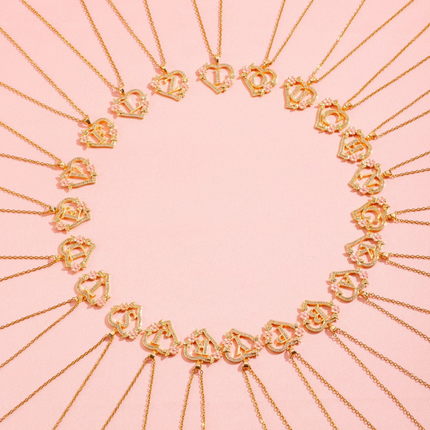 Collier Initiale Charme Floral | Or