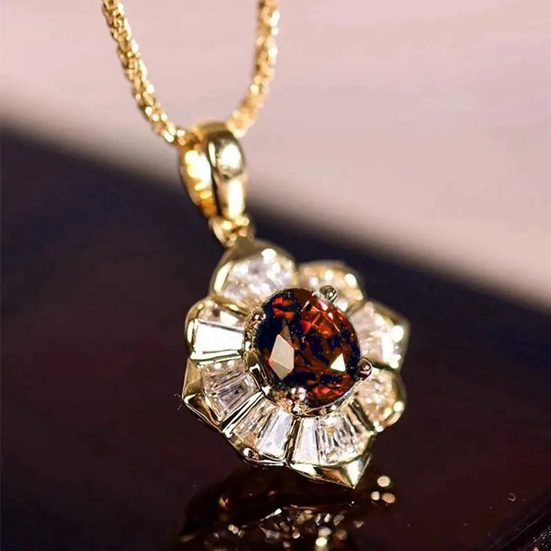 Collier Kavella soleil cramoisi en or