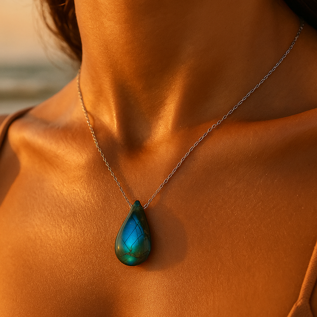 Collier Lagune labradorite en or