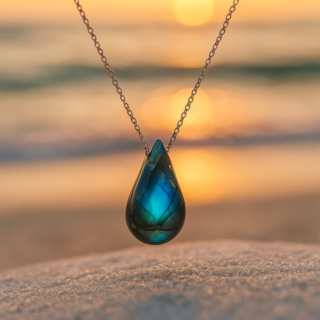 Collier Lagune labradorite en or