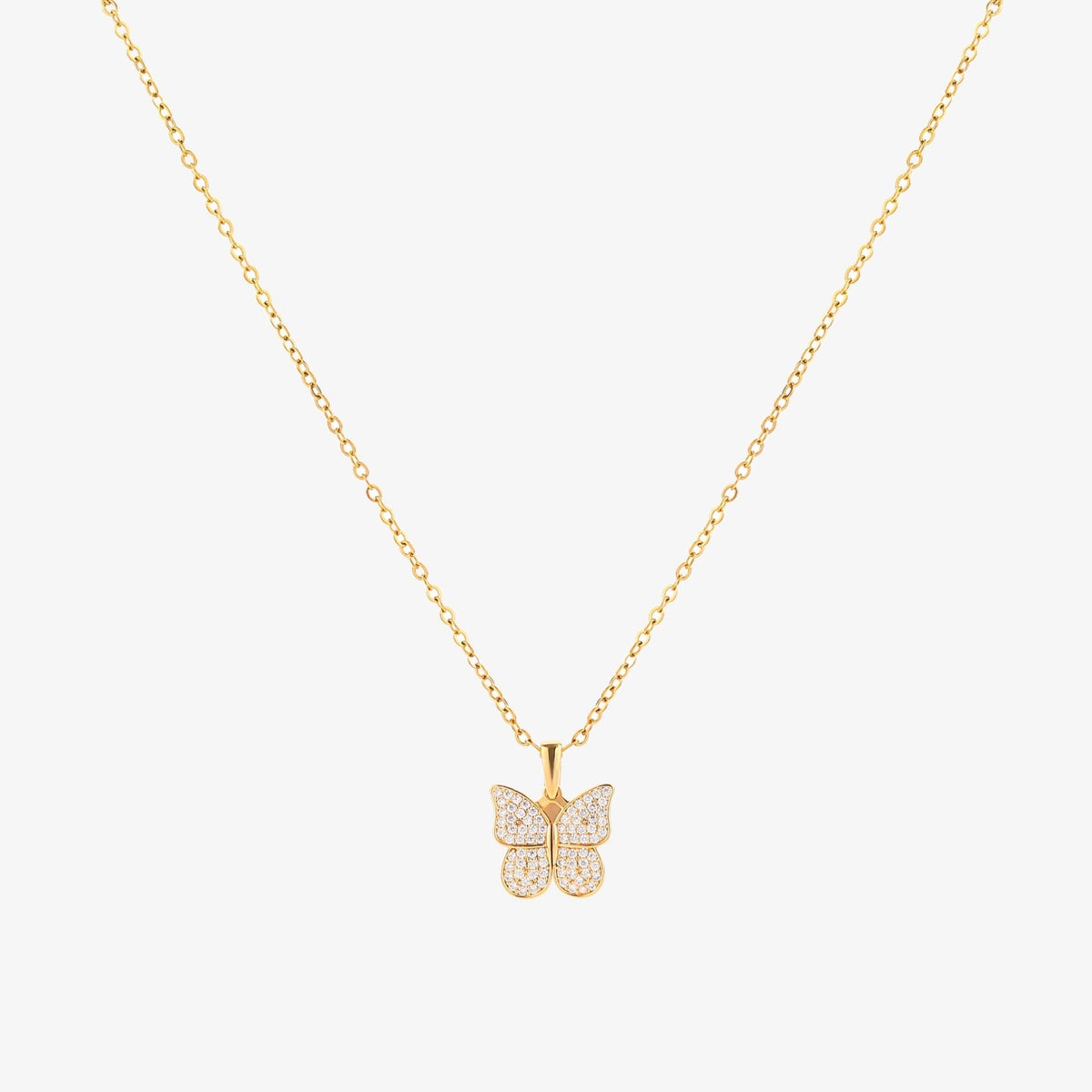 Collier papillon rayonnant en or