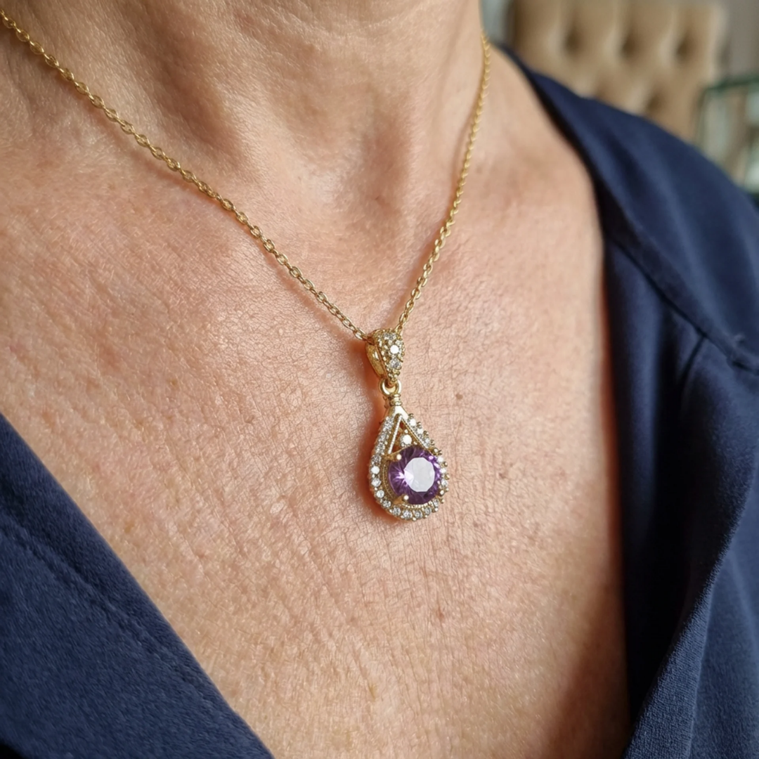 Collier pendentif Lavena auréole en or