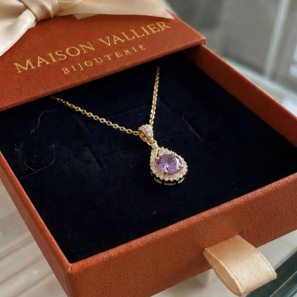 Collier pendentif Lavena auréole en or