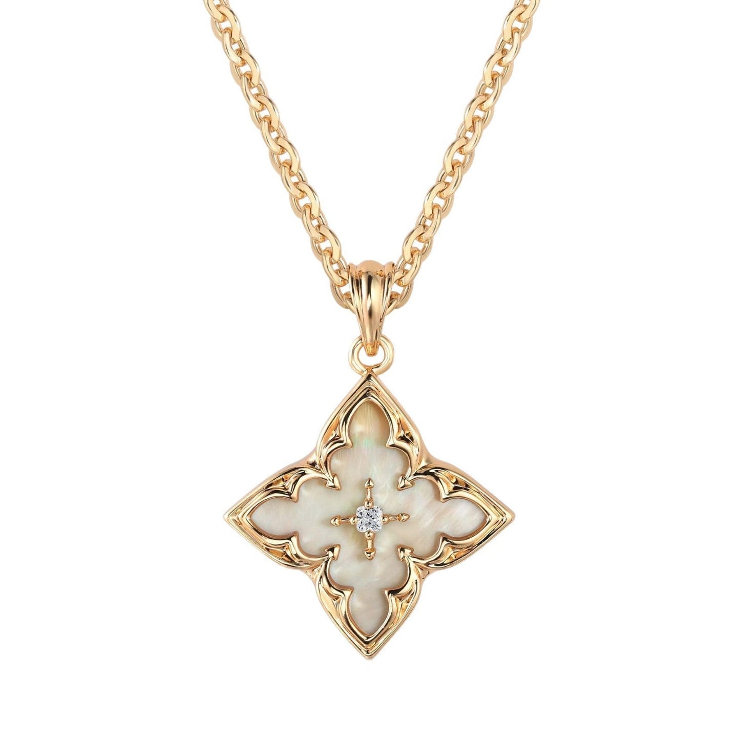 Collier Pendentif Trèfle Bleu | Or