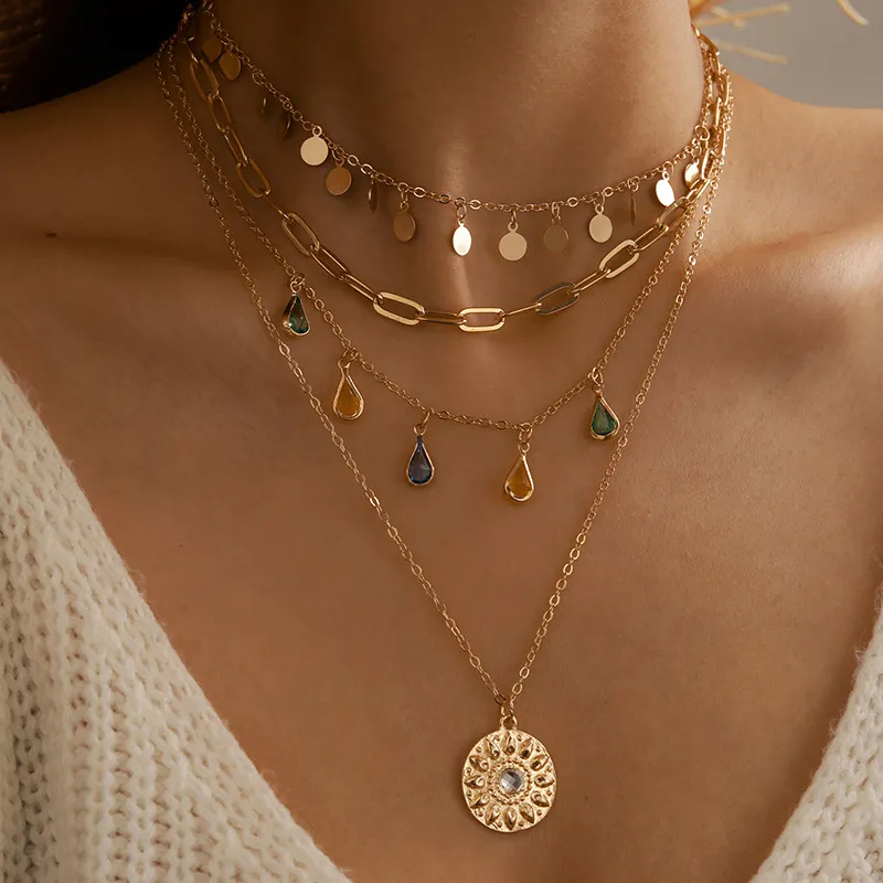 Collier rétro or soleil en or