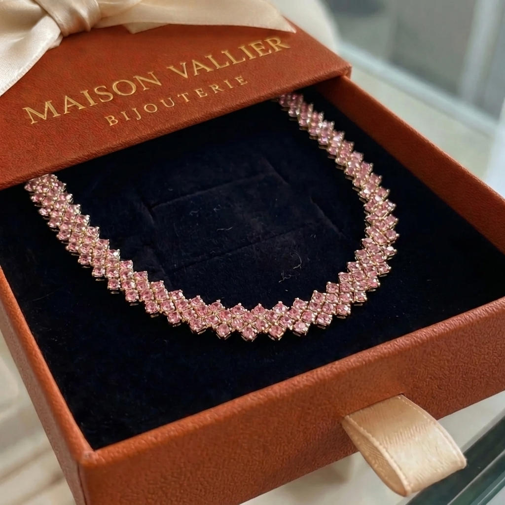 Collier rose Braise en or