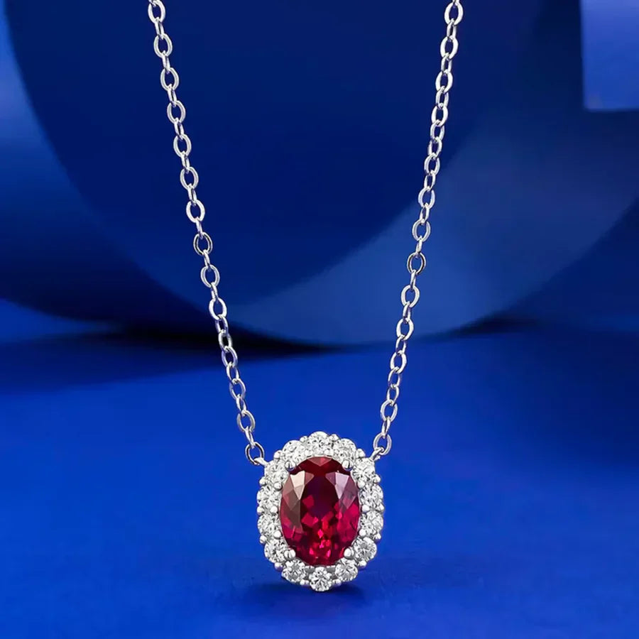 Collier rubis avec moissanite en or