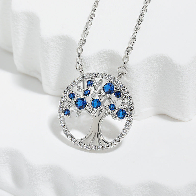 Collier saphir arbre de vie en or blanc