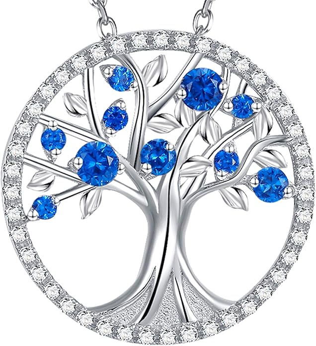 Collier saphir arbre de vie en or blanc