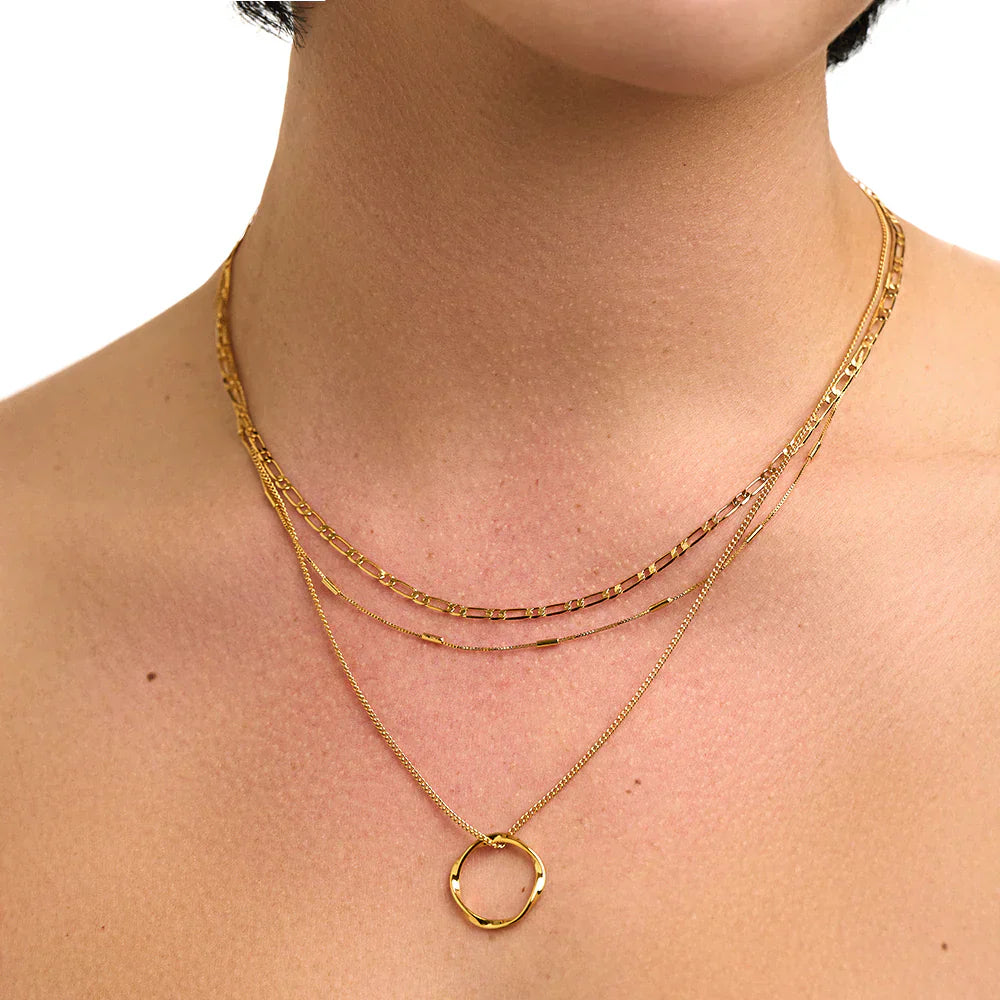 Collier trois rangées cercle ouvert en or