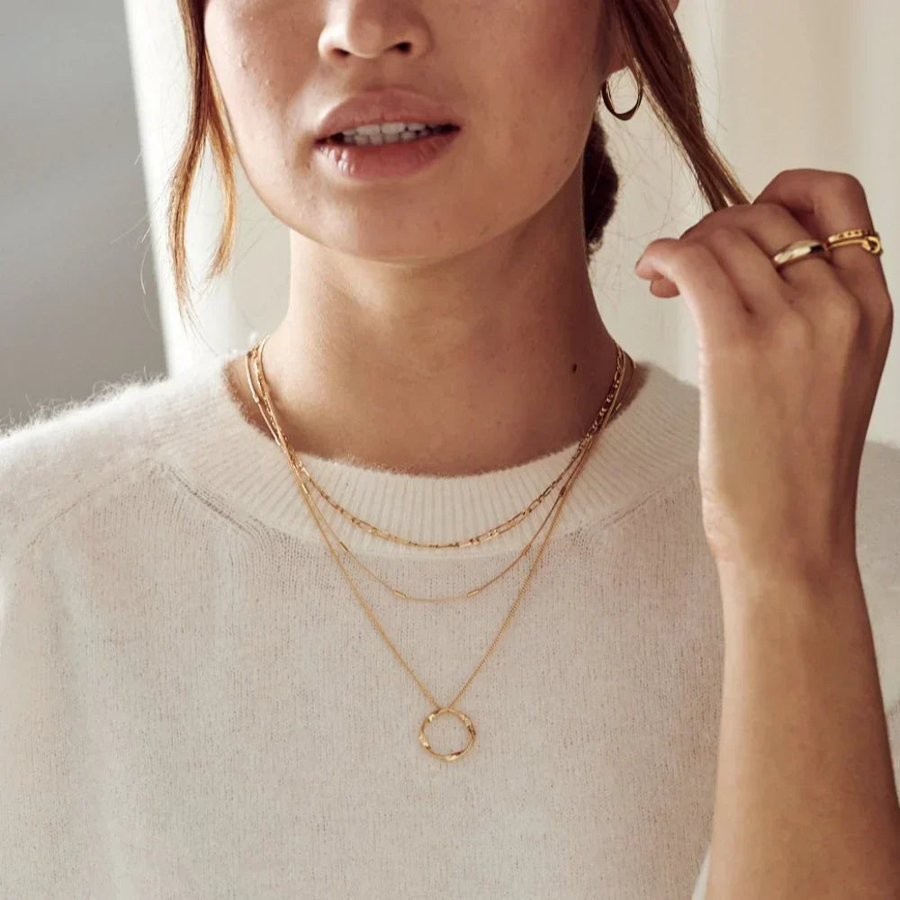 Collier trois rangées cercle ouvert en or