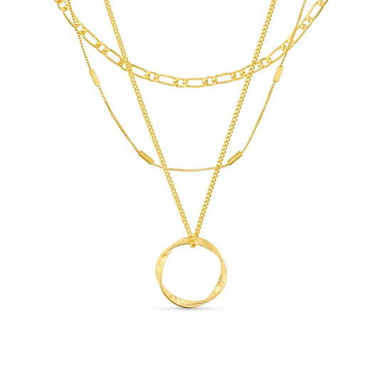 Collier Trois Rangées Cercle Ouvert | Or