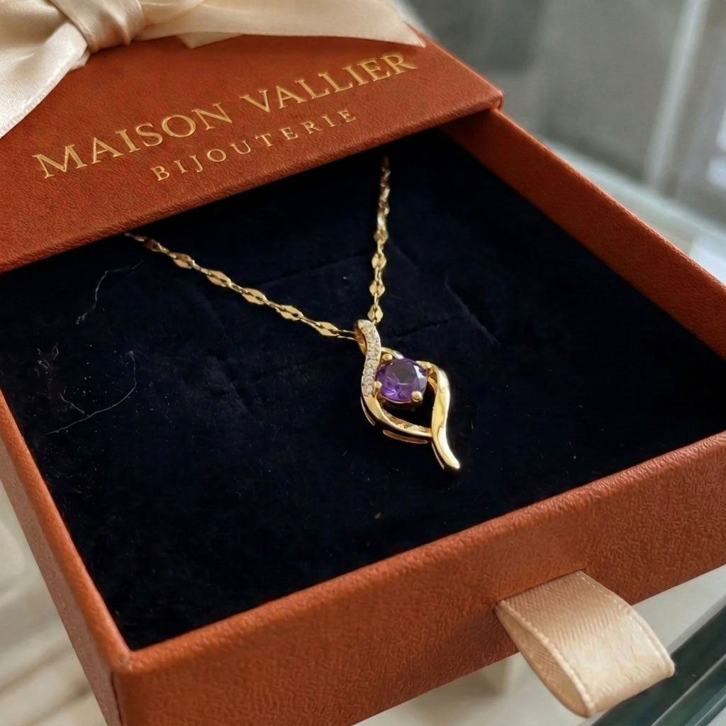 Collier Vespera améthyste tourbillon en or