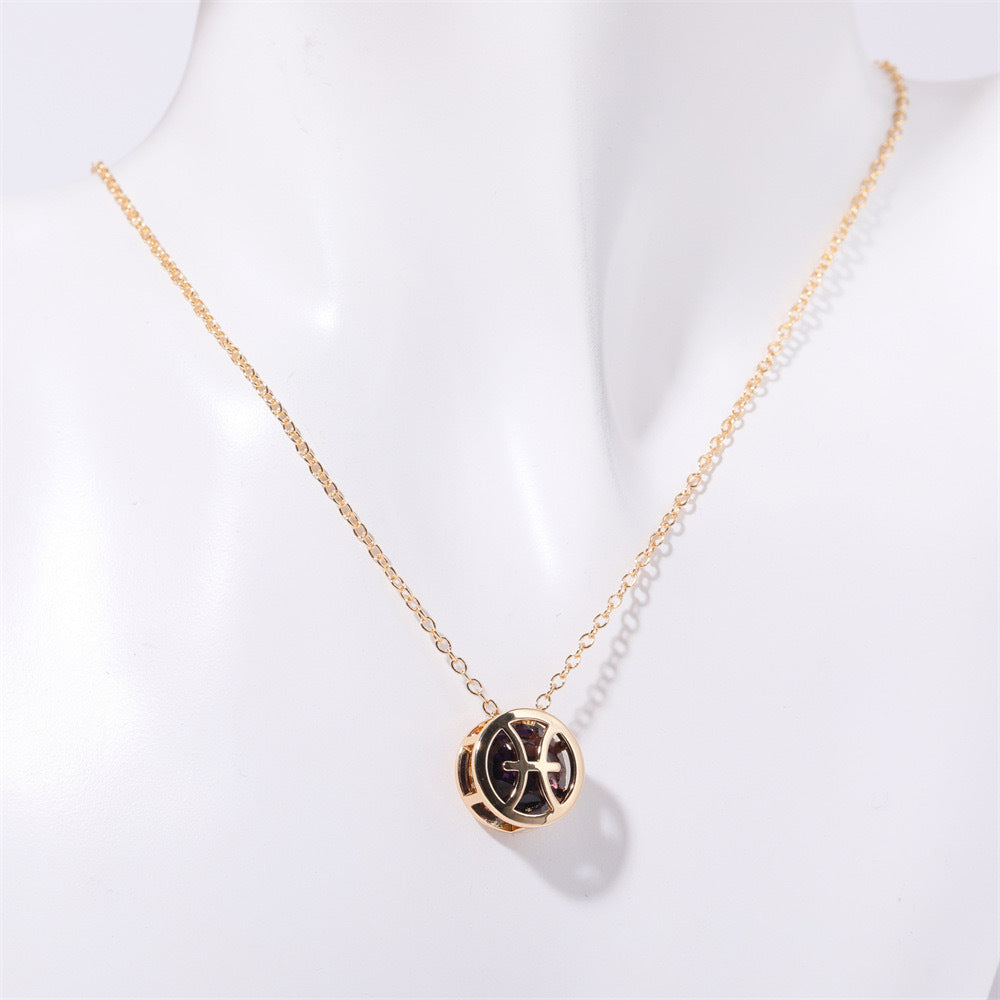 Collier zodiaque à double face en or