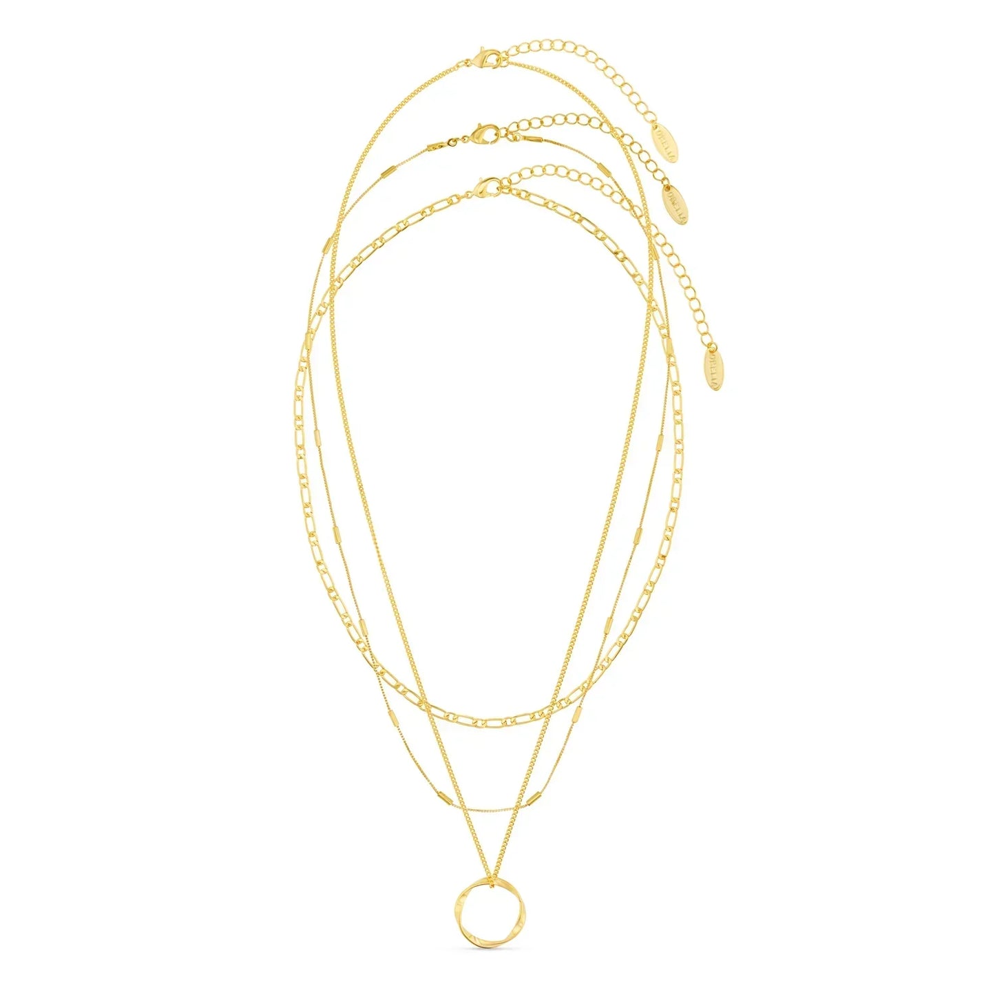 Collier à trois rangées en cercle ouvert | Or blanc