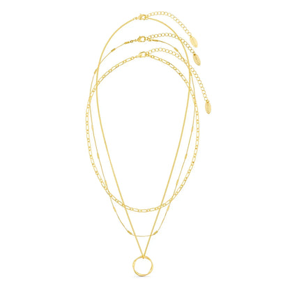 Collier à trois rangées en cercle ouvert | Or blanc